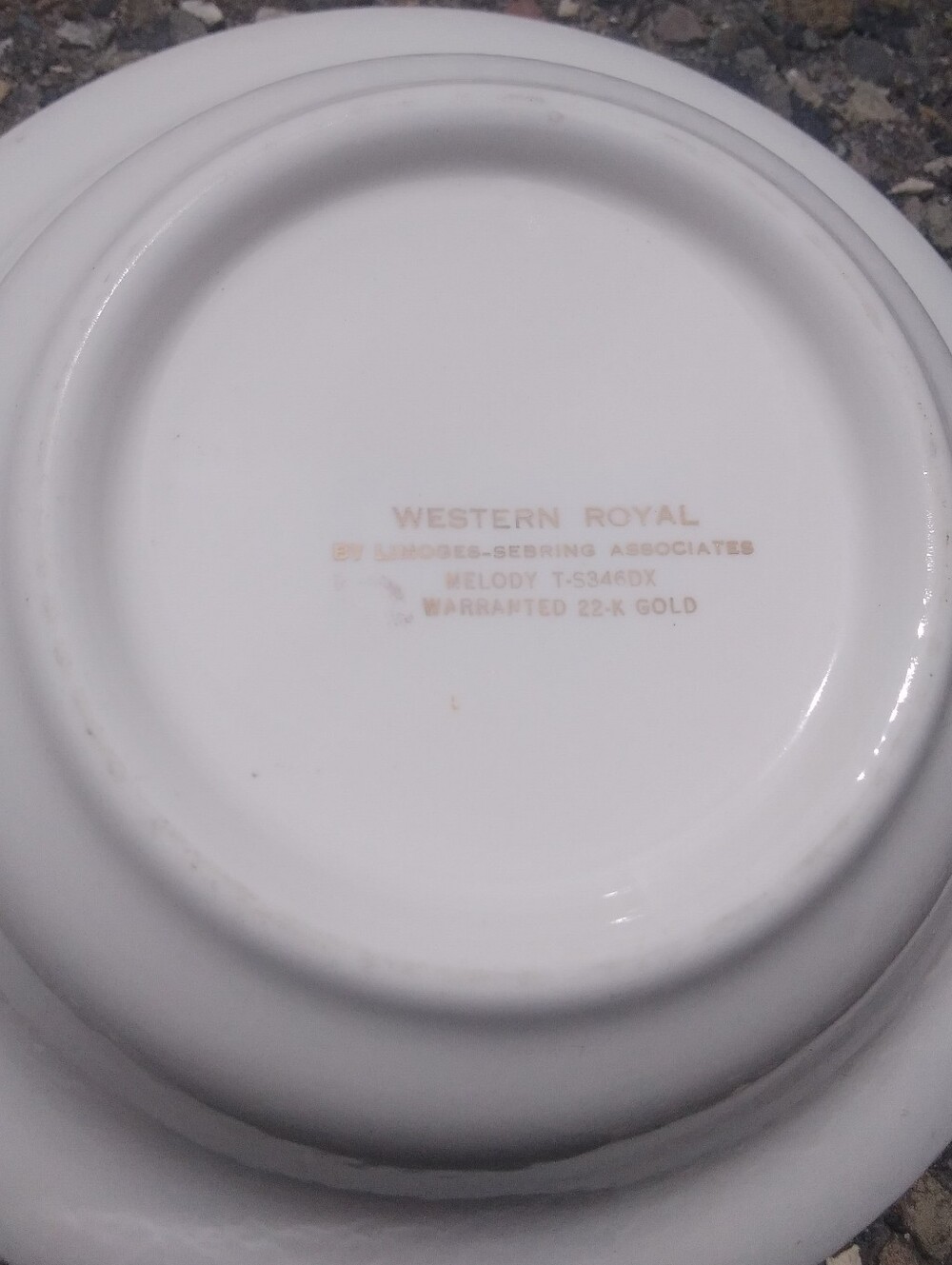 Western Royal Melody Limoges White Serving Bowl Roses 22k Gold Trim Vintage Serv - Picture 4 of 6